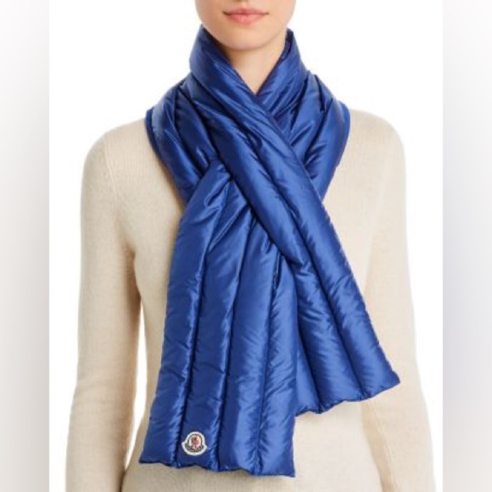 NWT Moncler Blue Down Puffer Scarf